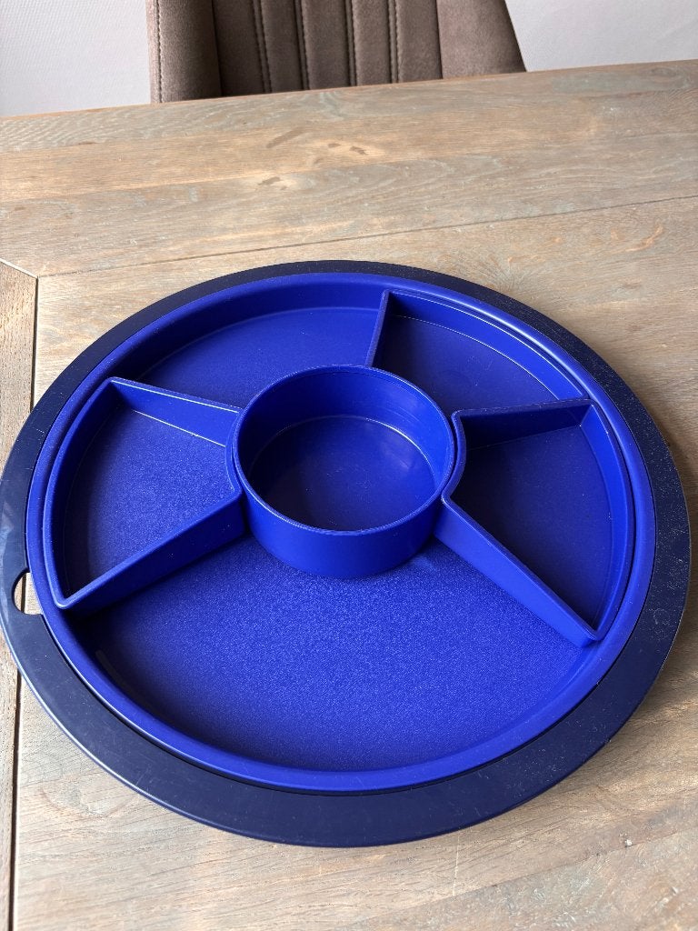 Tupperware Party Schaal / Hapjesschaal - Zo goed als nieuw, Schaal, Blauw, Met compartimenten, Ophalen of Verzenden