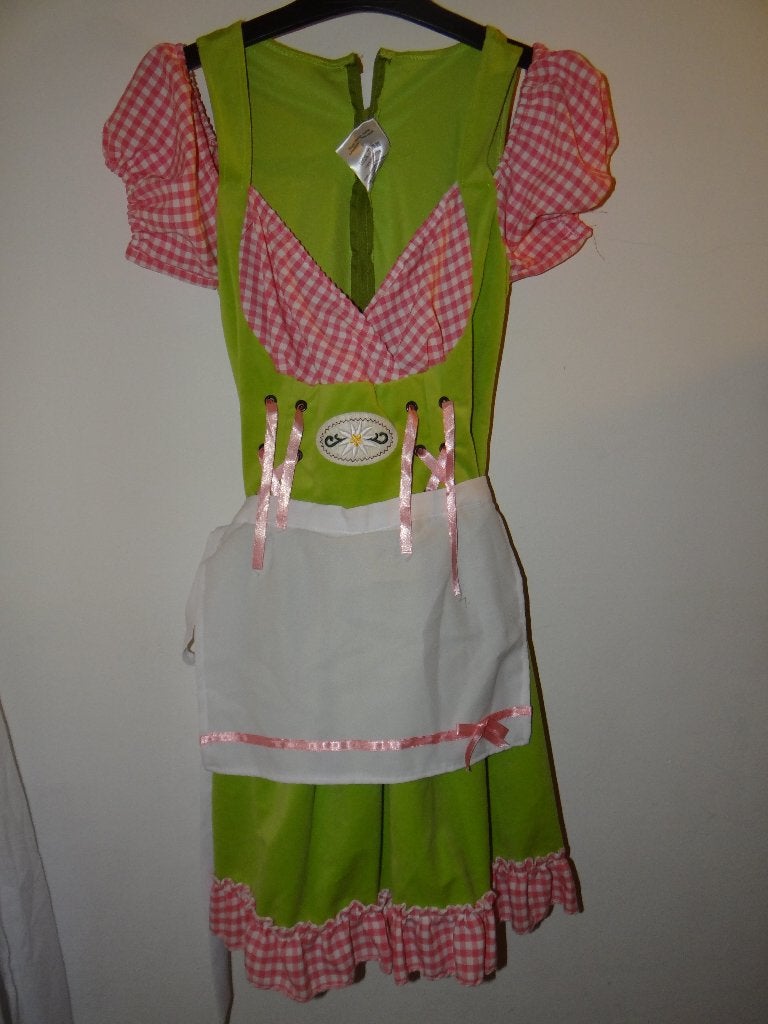 Leuke groen/roze/witte TIROLER/DIRNDL/ALPENMEISJE jurk, Carnaval, Ophalen of Verzenden, Kleding, Maat 36 (S)