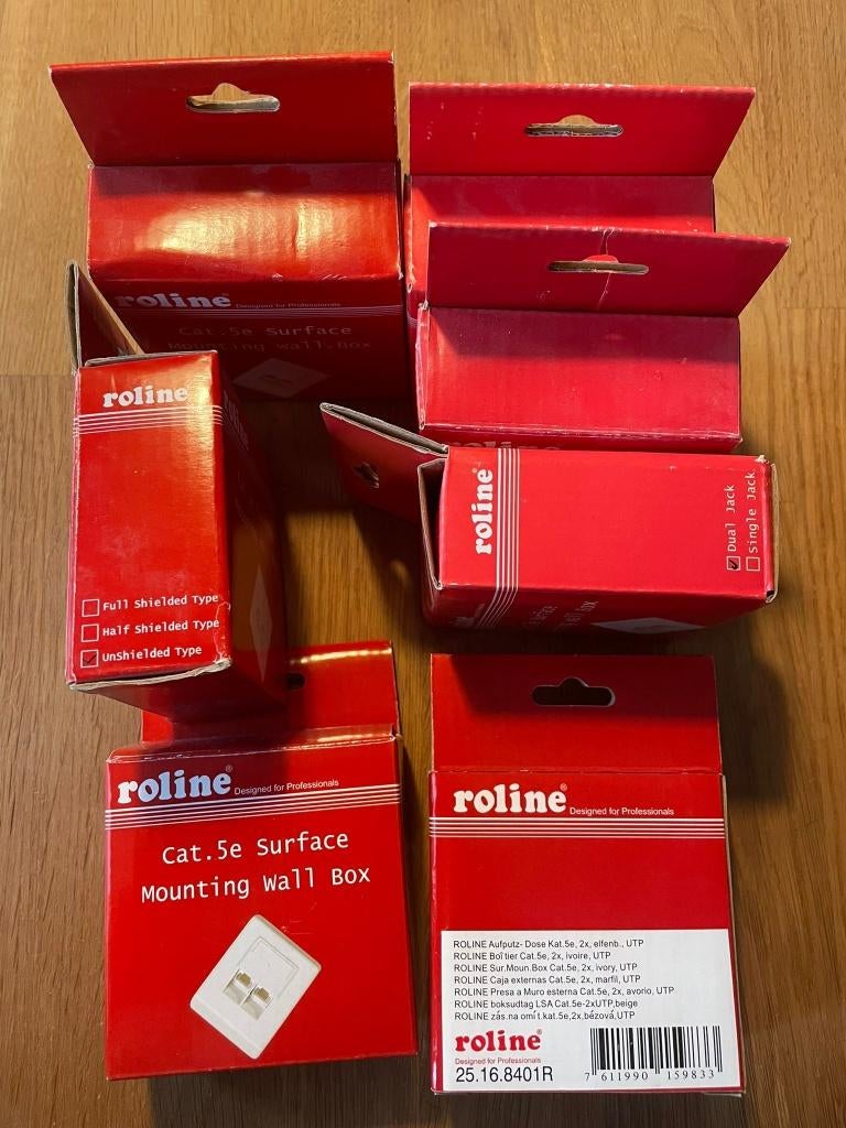 Cat 5e wandcontactdoos dubbel - Roline, Ophalen of Verzenden, Nieuw, Overige typen