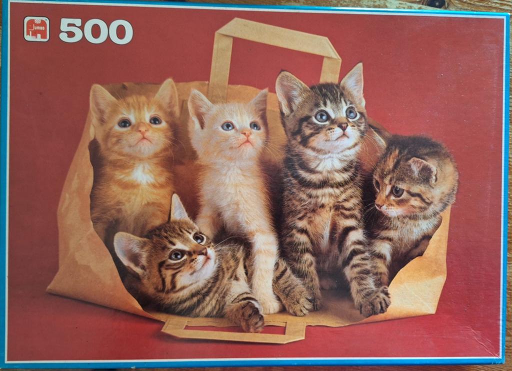 Jumbo puzzel met kittens 500 stukjes, Hobby en Vrije tijd, Denksport en Puzzels, Ophalen of Verzenden, 500 t/m 1500 stukjes, Gebruikt