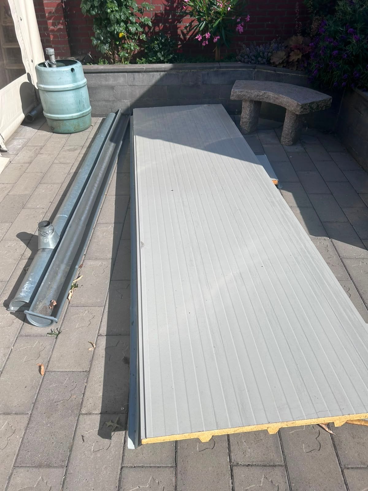 Geïsoleerd dakpaneel 5 kroons 40mm antraciet 3.70x1m, Overige kleuren, Nieuw, Minder dan 5 m², Metaal