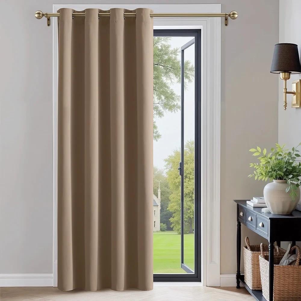 Beige/cappuccino thermal blackout curtain 105x240cm, Ophalen, Beige