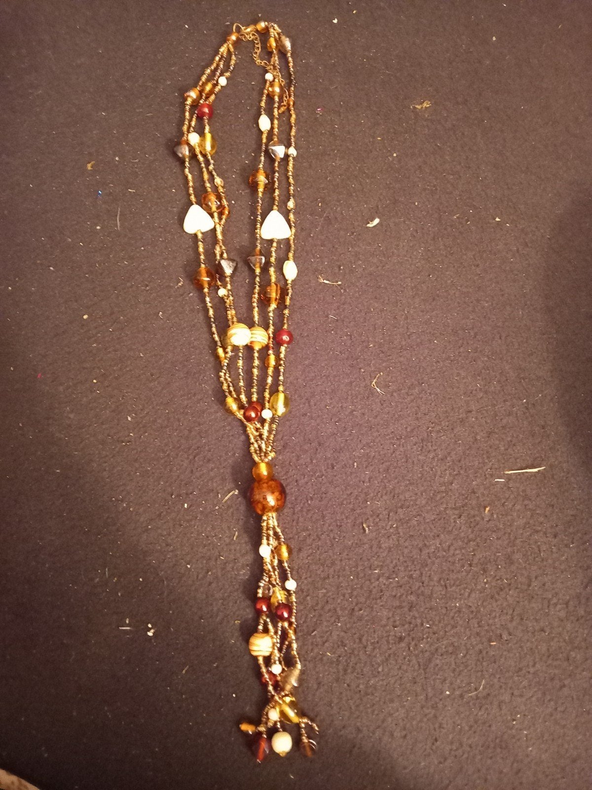 Elegante kralenketting in aardetinten, Ophalen of Verzenden, Zo goed als nieuw, Bruin, Overige materialen