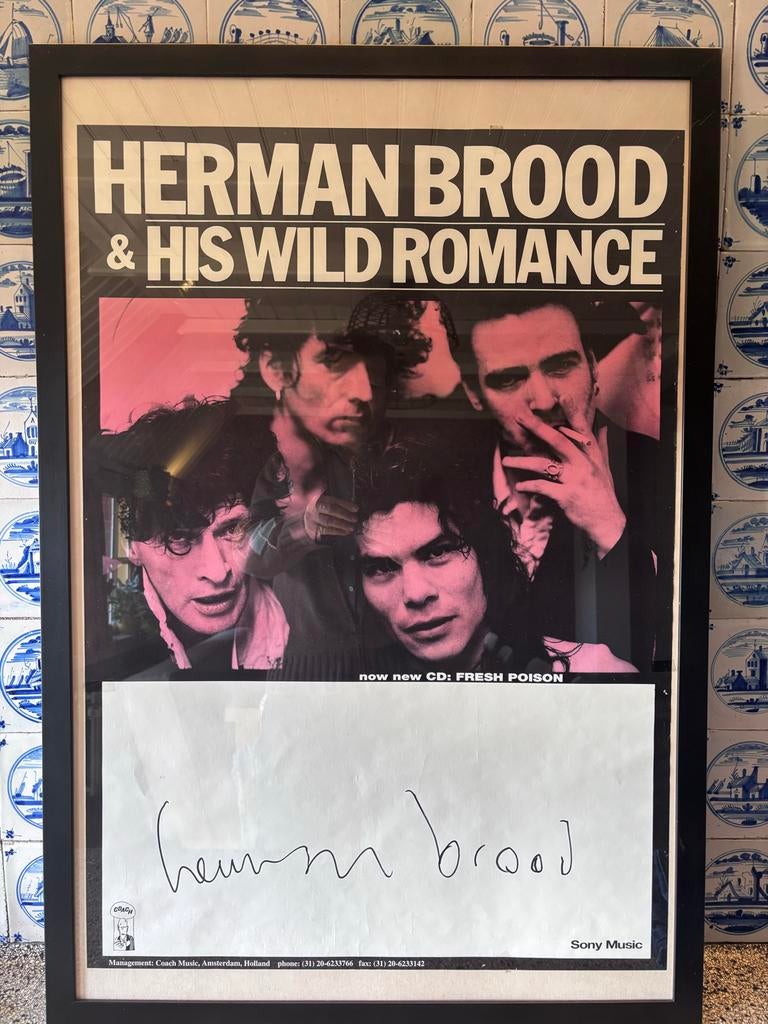 Herman Brood gesigneerde poster Duitsland tour 1994, Met lijst, Ophalen of Verzenden, A1 t/m A3, Muziek