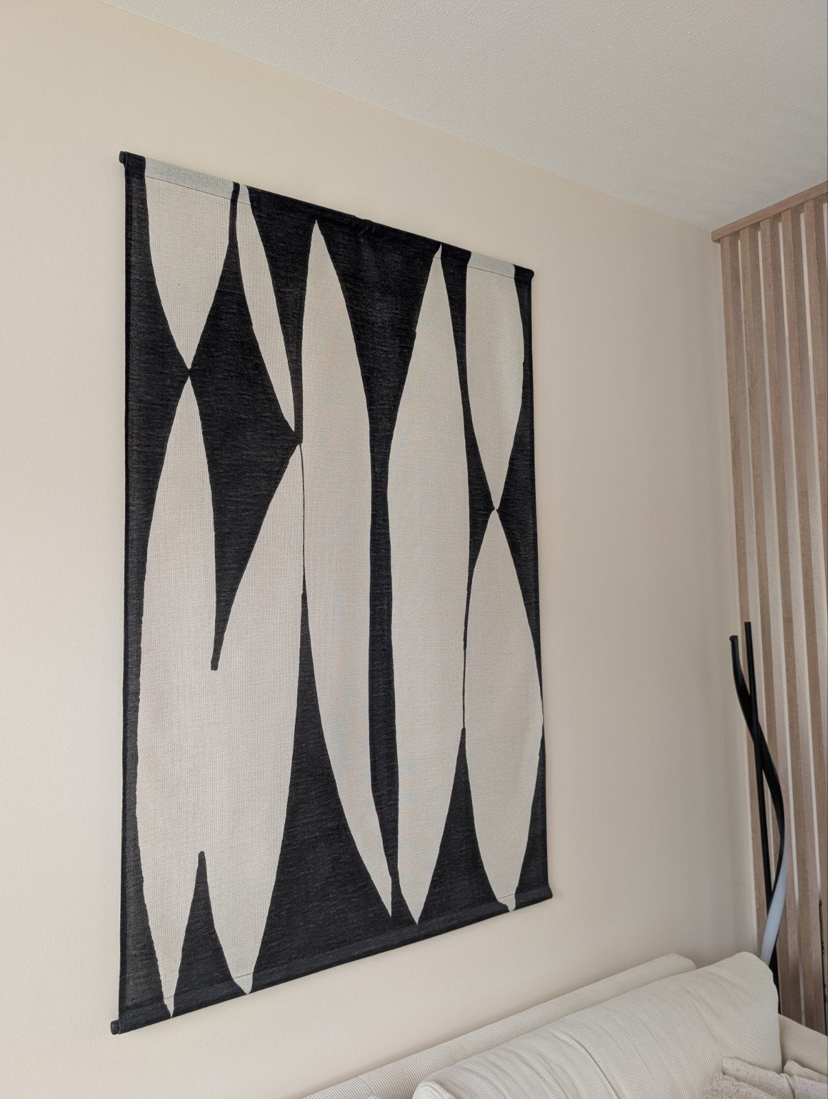 HKliving Abstract wall chart black/white, Huis en Inrichting, Ophalen, 146 cm, Wandkleed, Zo goed als nieuw