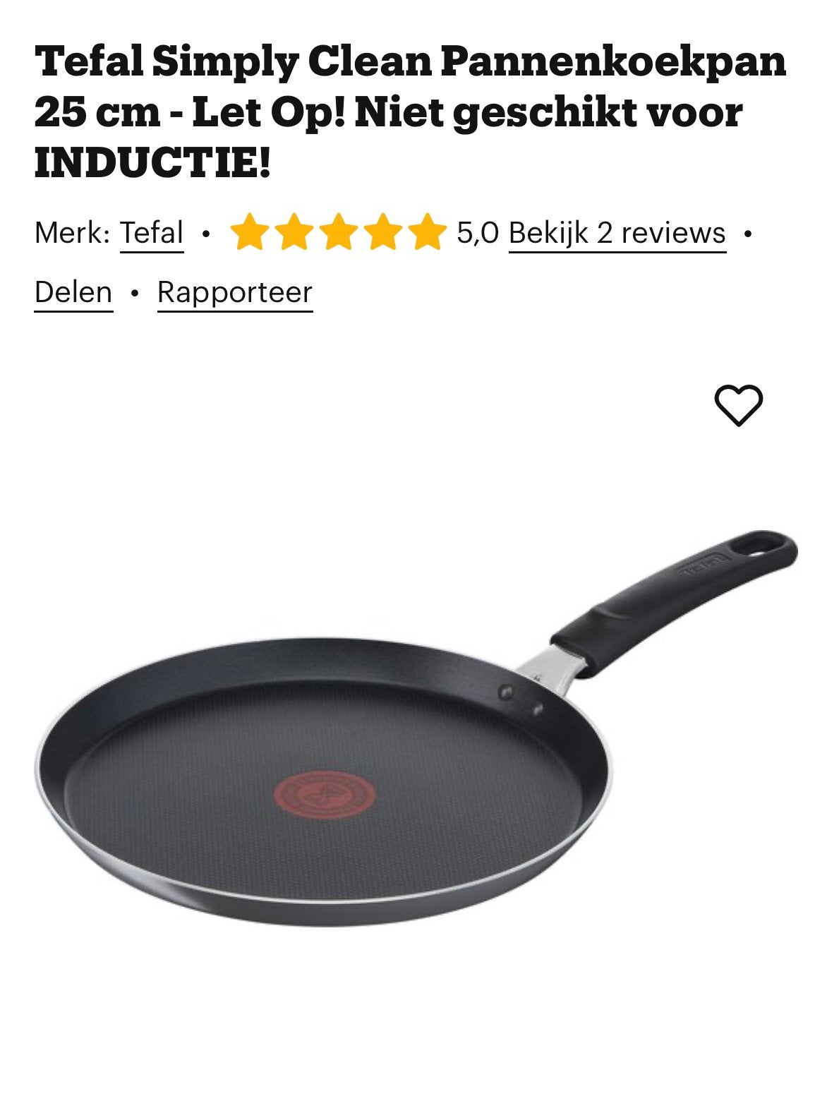 Tefal pannenkoeken pan, Ophalen of Verzenden, Zo goed als nieuw