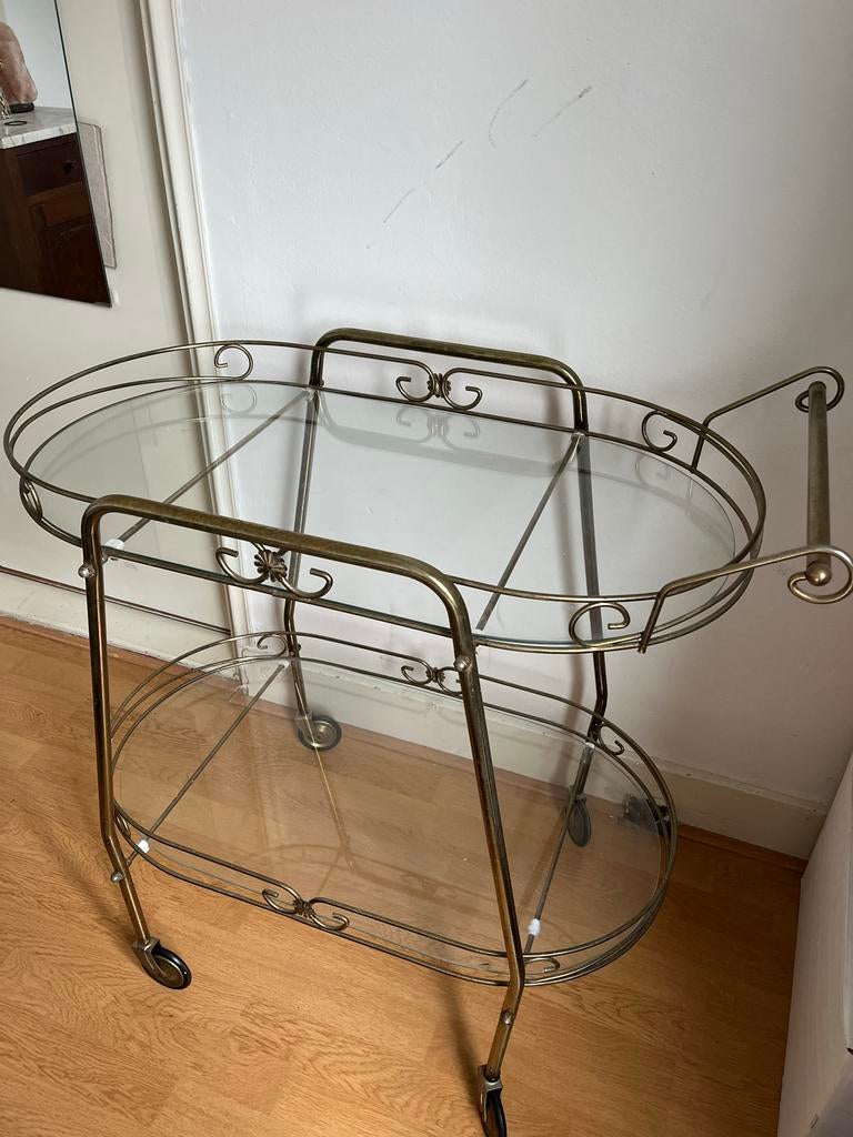 Vintage Messing Serveerwagen - theewagen - trolley, Ophalen