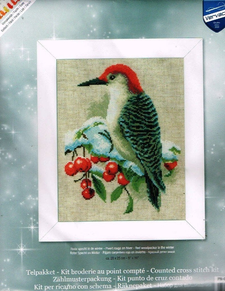Cado vervaco borduurpakket, RODE SPECHT IN DE WINTER, Ophalen of Verzenden, Nieuw, Handborduren, Borduurpakket