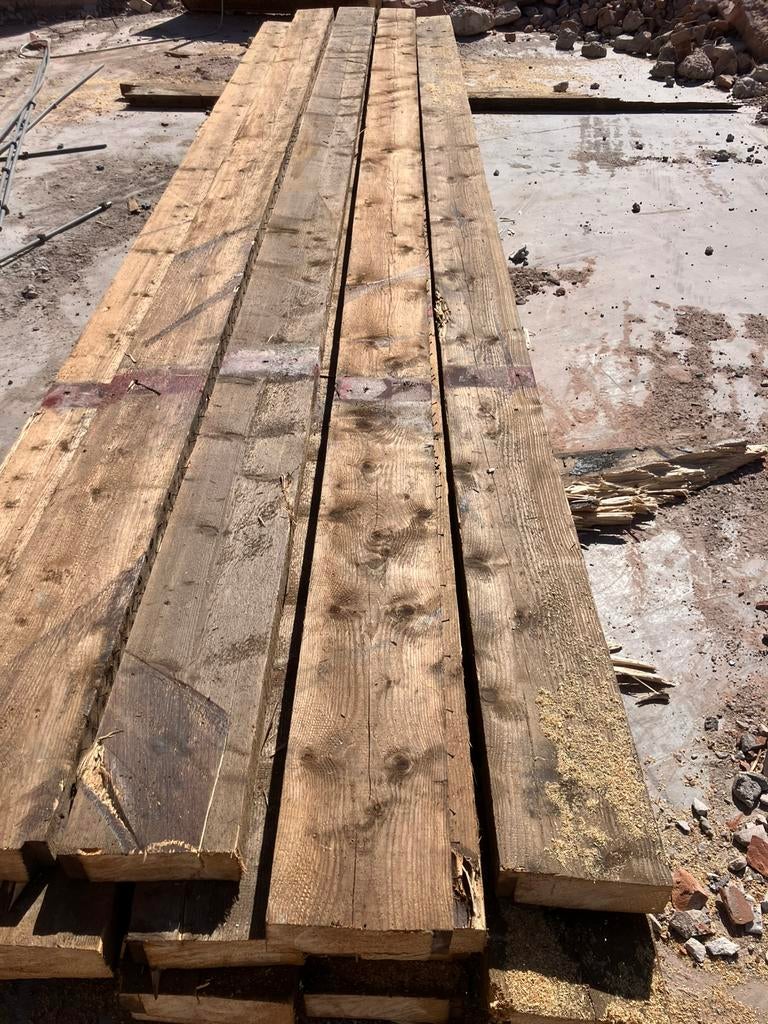 Houten balken/gordingen 24x7cm 4,45 tot 5m lang, Ophalen, Gebruikt, 250 cm of meer, Balken