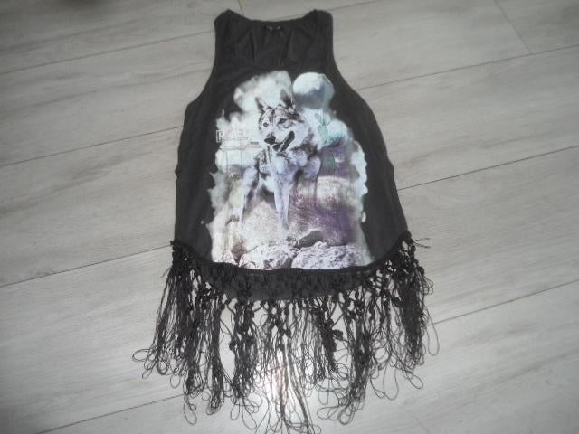 CoolCat; Tanktop met veel details; maat S, Zwart, Ophalen of Verzenden, Zo goed als nieuw, Coolcat