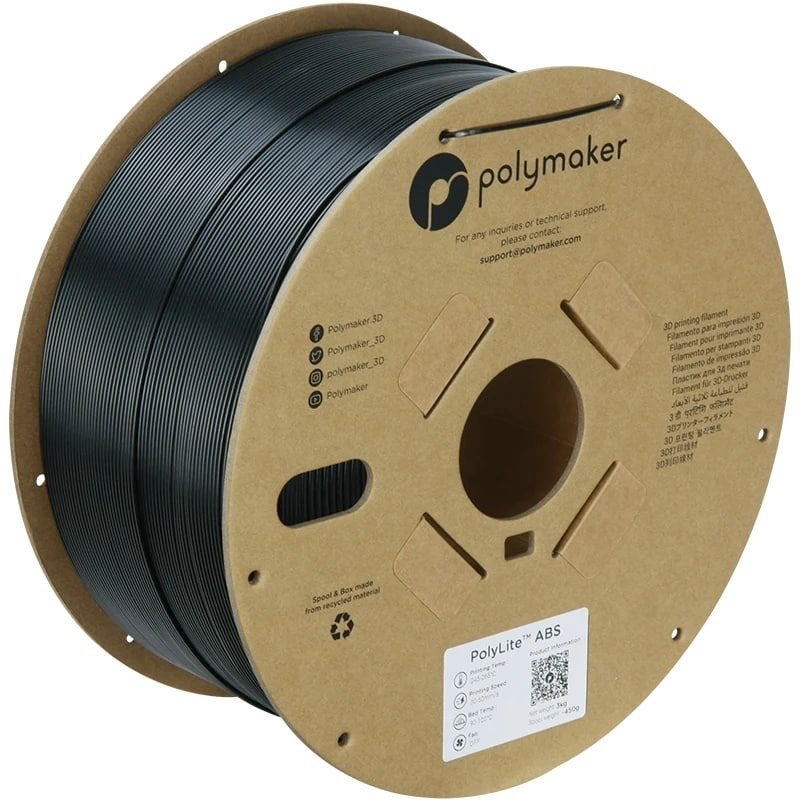 Polymaker PolyLite ABS 3kg Filament Zwart, Computers en Software, Ophalen of Verzenden, Nieuw, Filament
