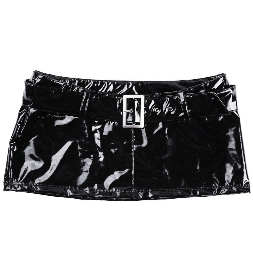 Dames wetlook mini rokje, Maat 38/40 (M), Verzenden, Zwart, Nieuw