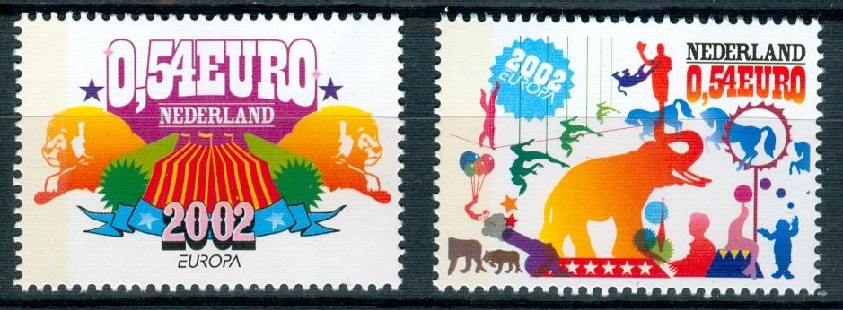 Ned. NVPH 2099-2100 Circus Europa 2002, Ophalen of Verzenden, Na 1940, Postfris