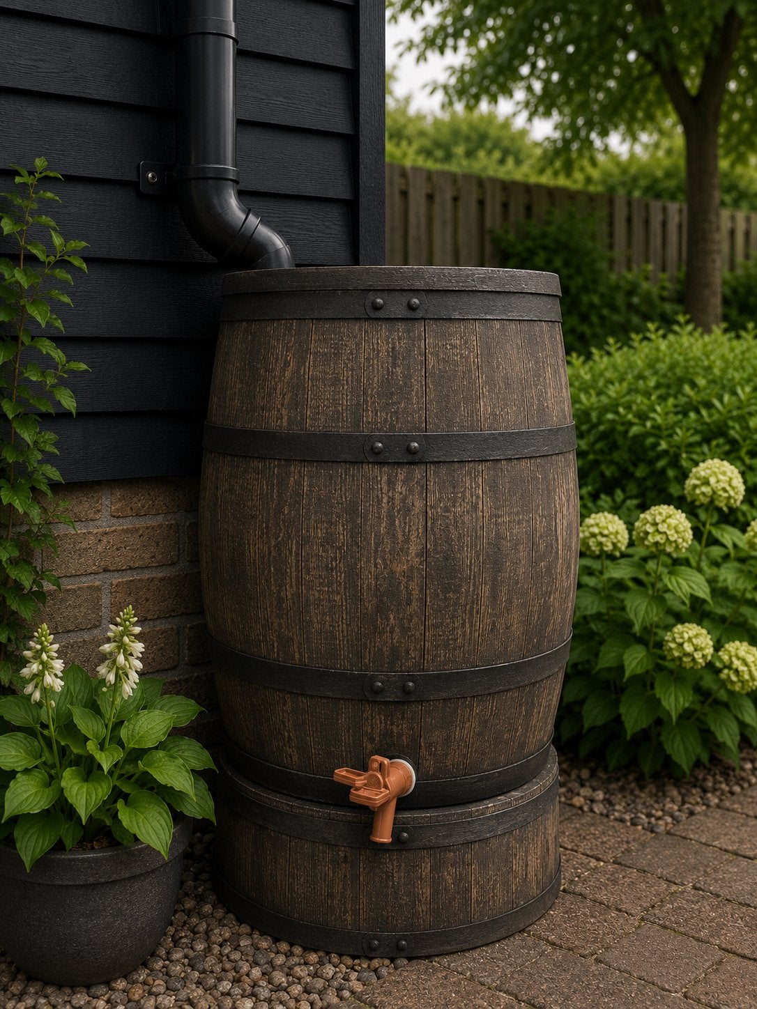 Kunststof regenton met deksel kraan en ondervoet, Ophalen, 150 liter of meer, Nieuw, Nb