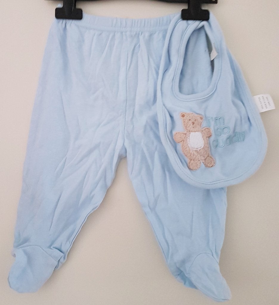Blauw broekje + slab maat 68 NIEUW (0753), Kinderen en Baby's, Broekje, Bon Bébé, Nieuw, Ophalen of Verzenden