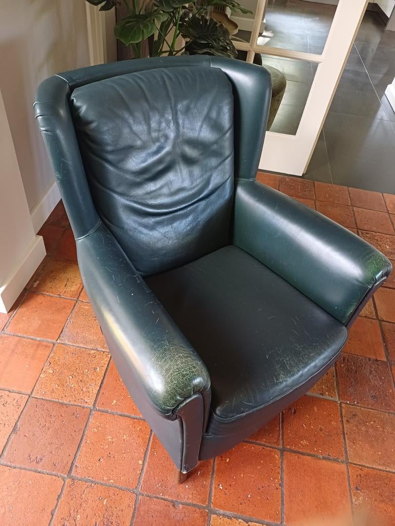 Vintage leunstoel, Huis en Inrichting, Fauteuils, Ophalen, Gebruikt, 75 tot 100 cm, Leer