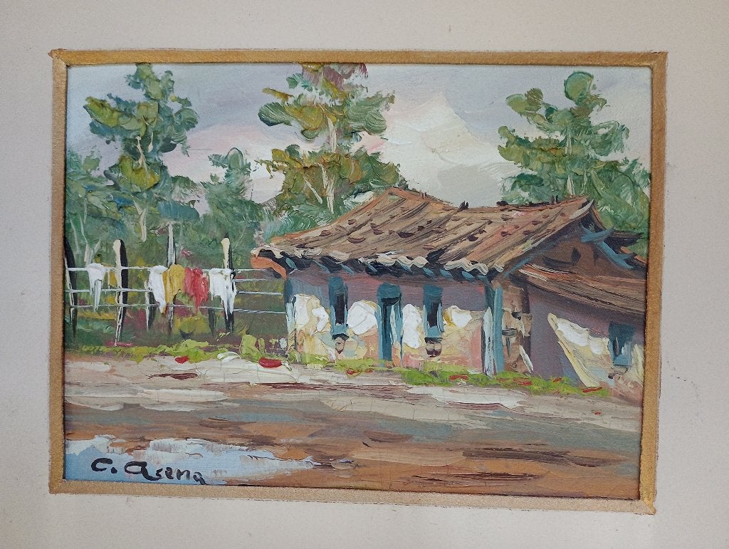 Vrolijk olieverf schilderij Claudio Arena, Antiek en Kunst, Kunst | Schilderijen | Klassiek, Doek, Expressionistisch, Ophalen of Verzenden