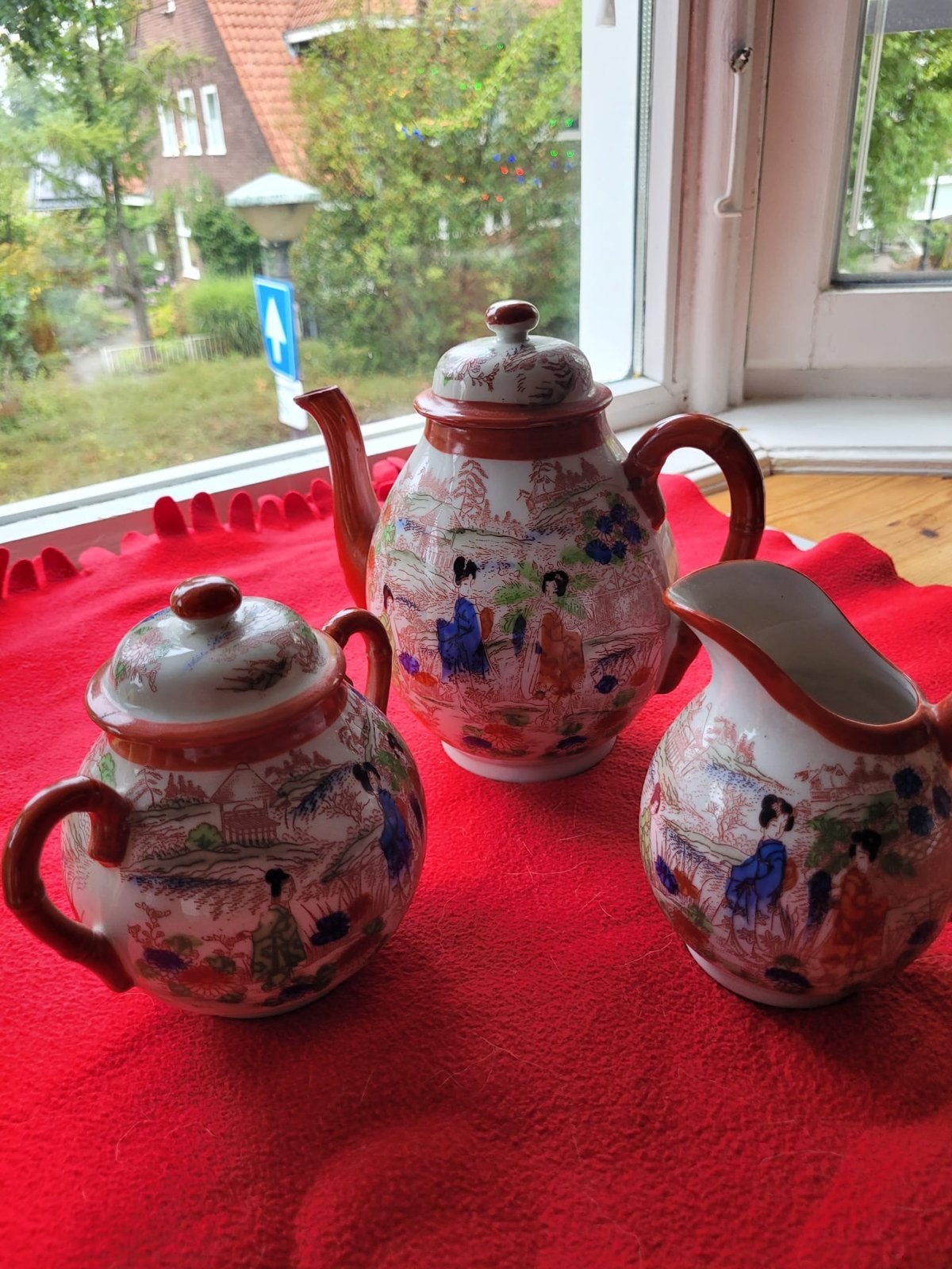 Antiek Japans theeservies - Theepot, suikerpot, melkkan, Antiek en Kunst, Antiek | Servies compleet, Ophalen of Verzenden