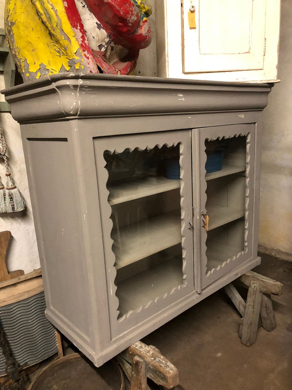Vitrinekast/brocante vitrine kast/franse kast/kast, Antiek en Kunst, Ophalen