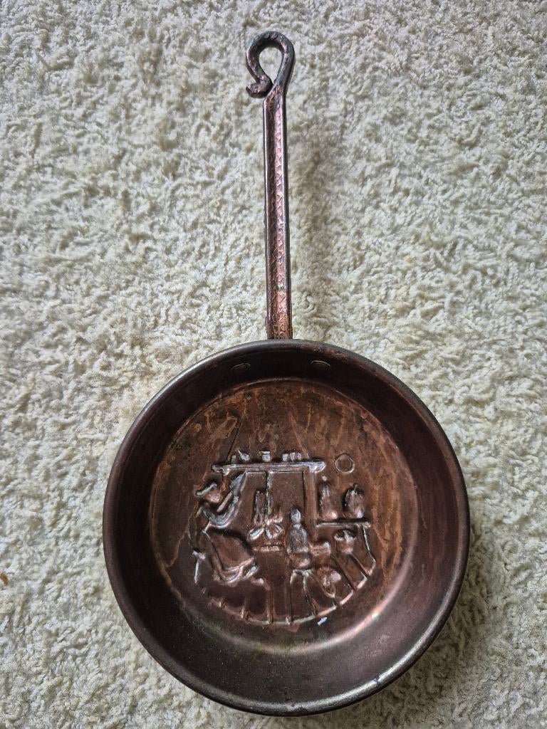 Koperen pan met tafereel, Ophalen of Verzenden, Koper