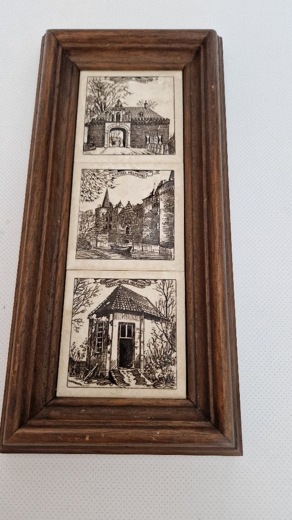 3 oude tegels helmond in lijst, Antiek en Kunst, Ophalen of Verzenden