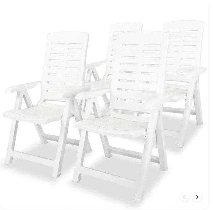 GRATIS 4 witte tuinstoelen met demontabele tafel, Ophalen, 4 zitplaatsen, Kunststof, Gebruikt