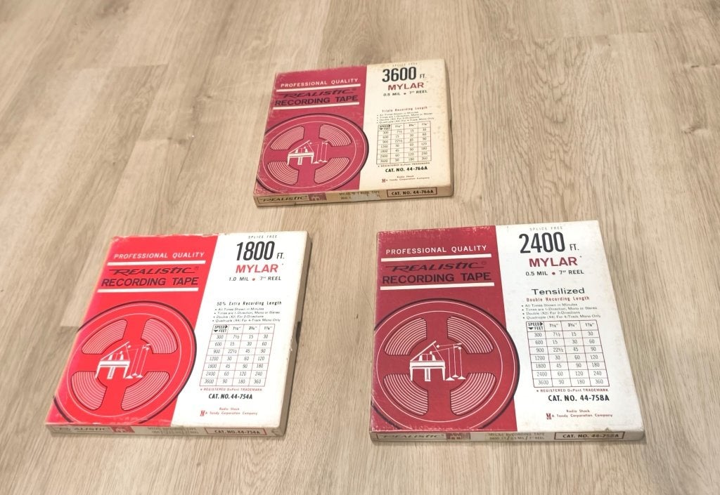 3x Realistic Mylar banden 1800 / 2400 / 3600ft met doos!, Ophalen of Verzenden, Bandrecorder, Met banden