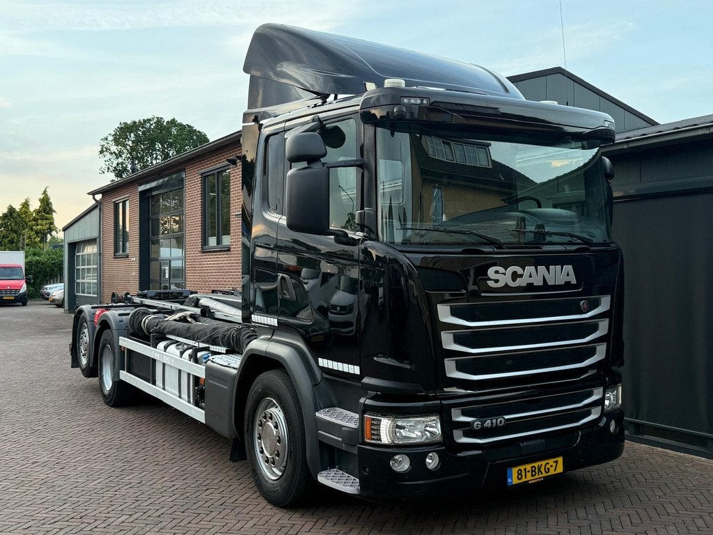 Scania G410 HAAKARM 21 Ton VDL Steering Axle Navi Cam Euro 6, Automaat, Euro 6, Scania, Zwart