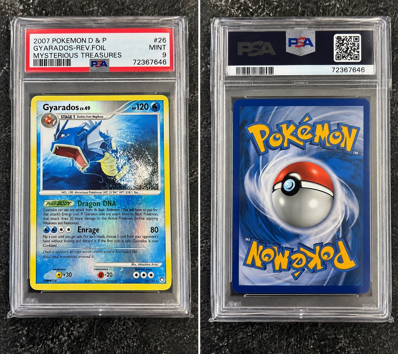 Gyarados 026/123 Mysterious Treasures Reverse Holo–PSA 9