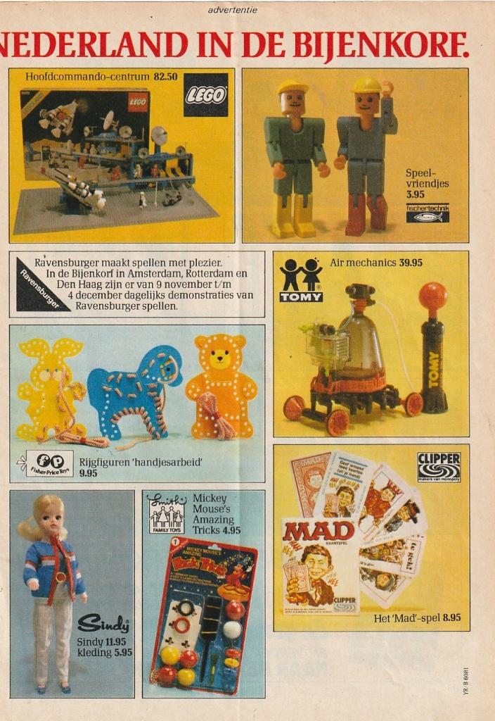 Retro reclame 1982 De Bijenkorf geschenken Sindy Lego Mad, Verzenden, Overige typen