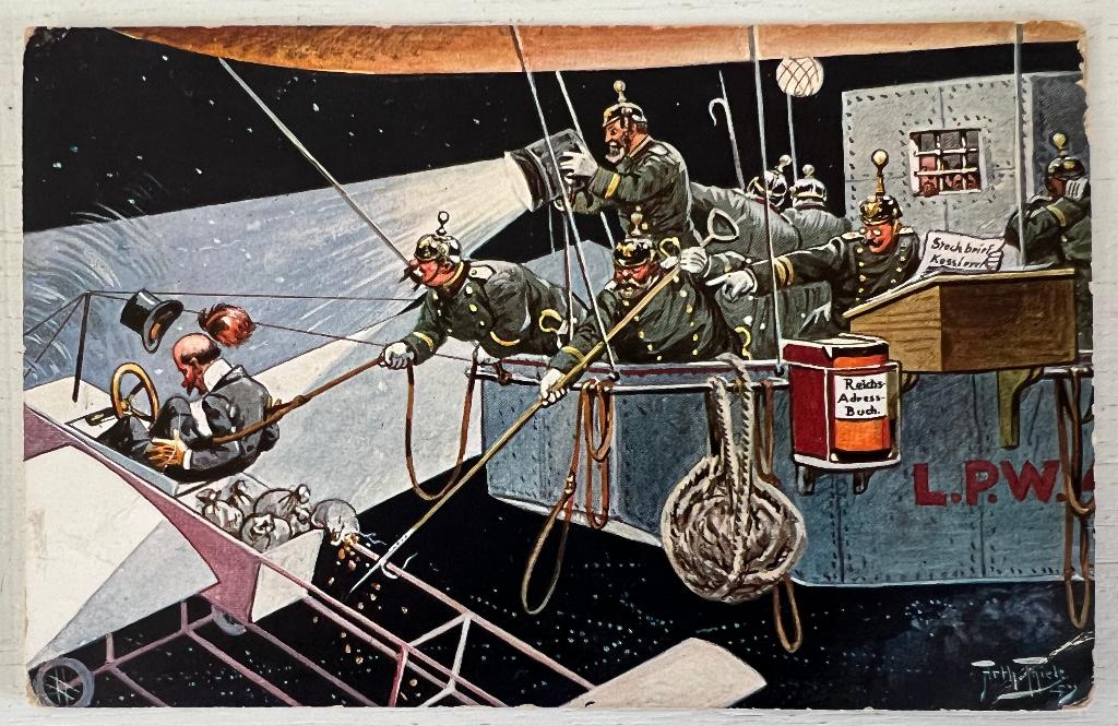 Originele ansichtkaart Luftpolizei van Arthur Thiele (1911), Ophalen of Verzenden, Voor 1920, Overige thema's