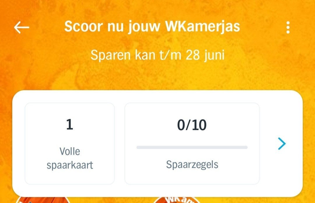 🏀 1 volle spaarkaart digitale AH WKamerjas zegels 🏀., Albert Heijn, Ophalen