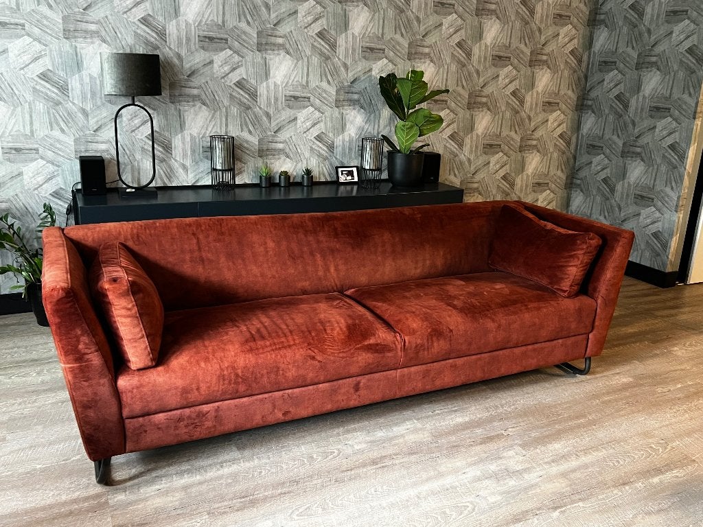 mooie rode design bank, Hout, Driepersoons, 75 tot 100 cm, Ophalen of Verzenden