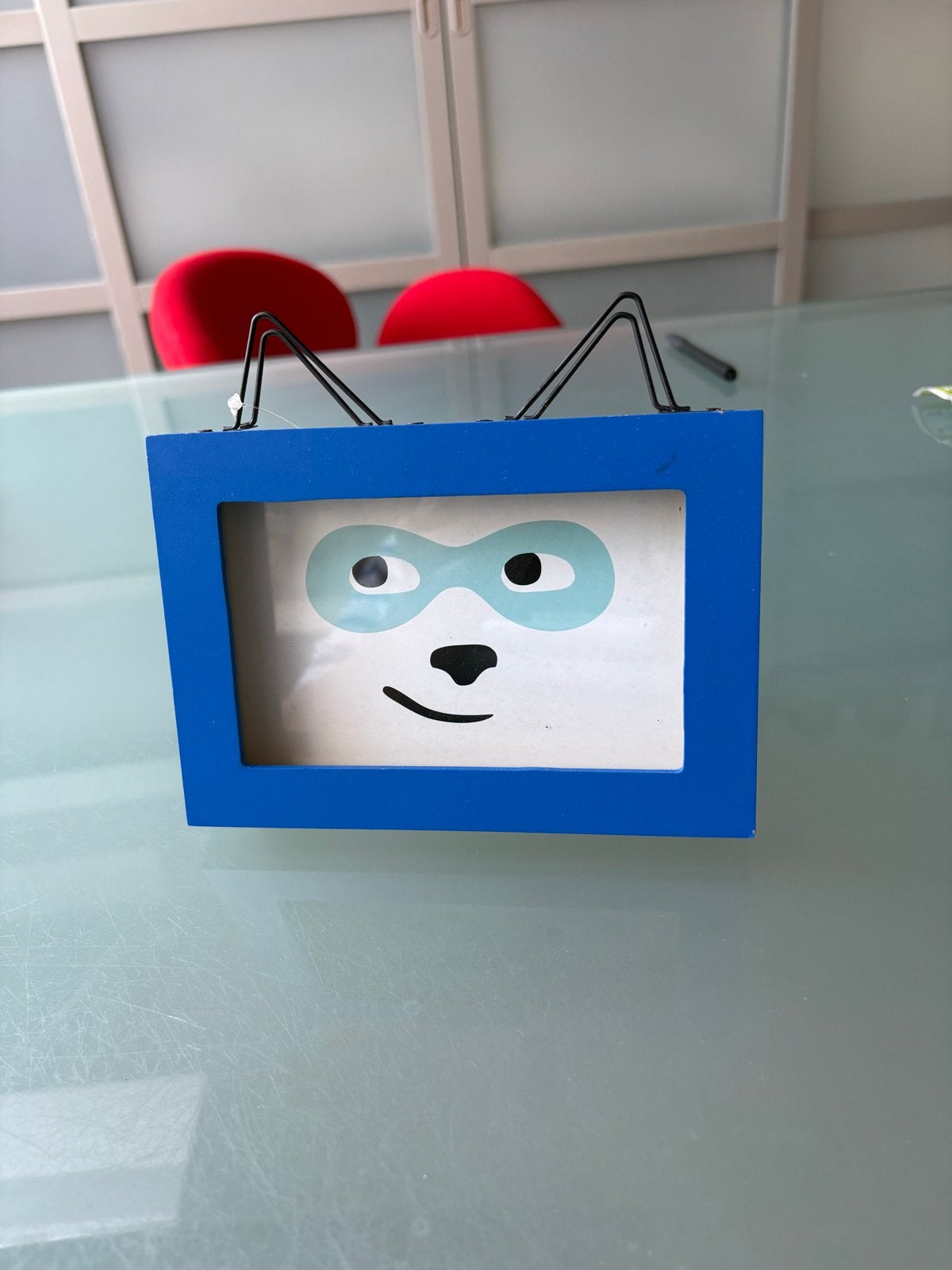 Leuk blauw fotolijstje met standaard - 15x10 cm, Blauw, Ophalen of Verzenden, Zo goed als nieuw, Fotolijst