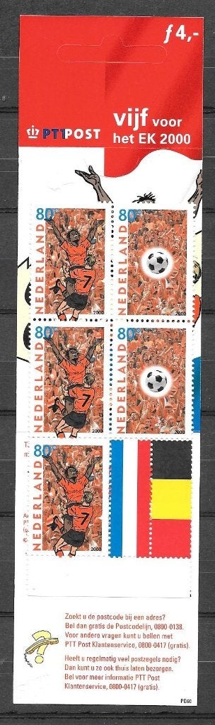 Nederland 2000 Postzegelboekje EK Voetbal, Postzegels en Munten, Verzenden, Postfris
