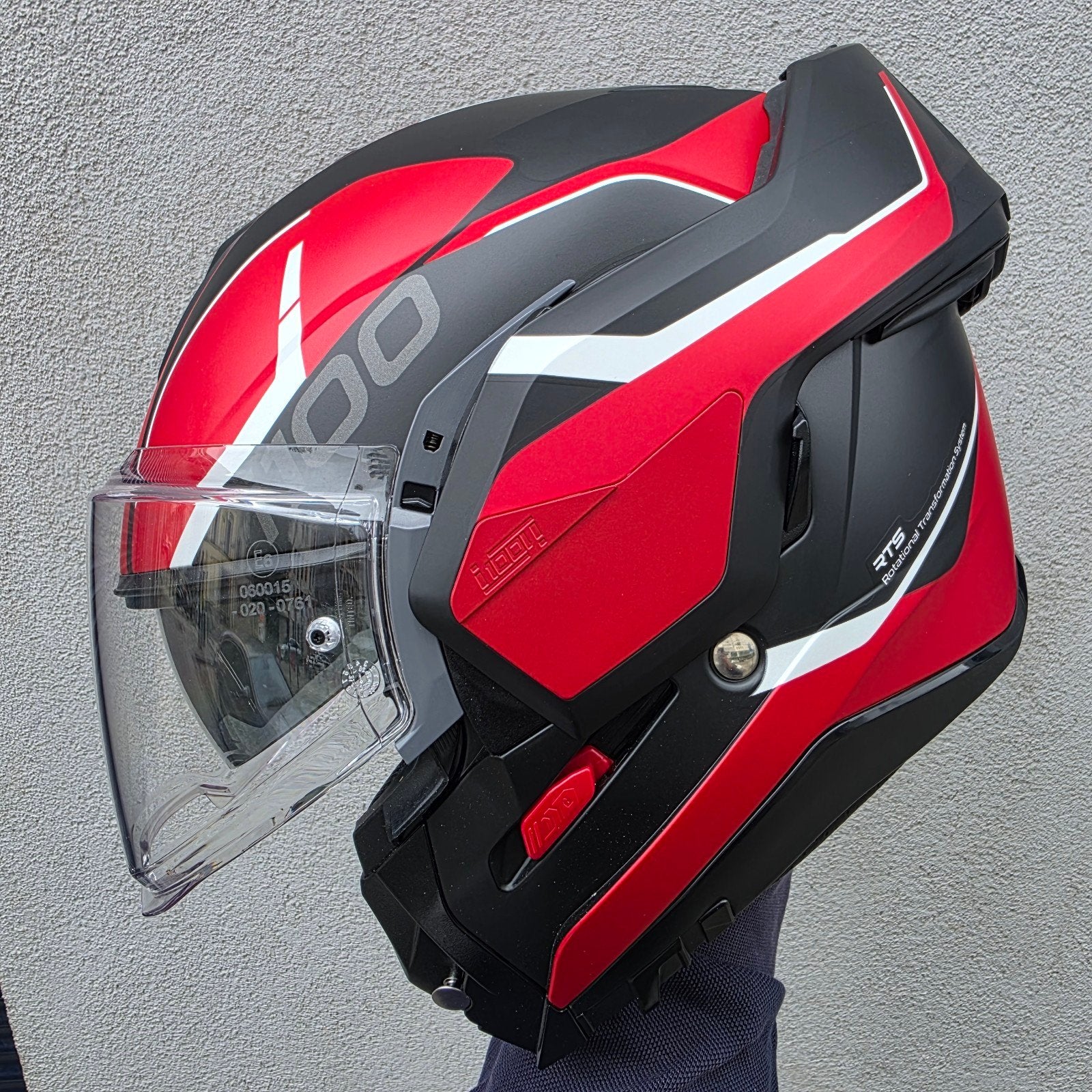 HJC i100 Systeemhelm - Rood/Zwart - Nieuw, Motoren, Nieuw met kaartje, Systeemhelm, Heren, HJC