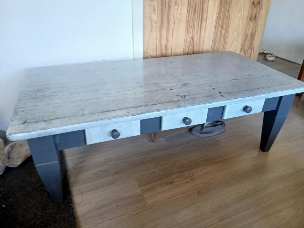Stevige houten tafel met 3 lades - Ideaal voor klusser, Ophalen, Gebruikt, 50 tot 100 cm, 100 tot 150 cm