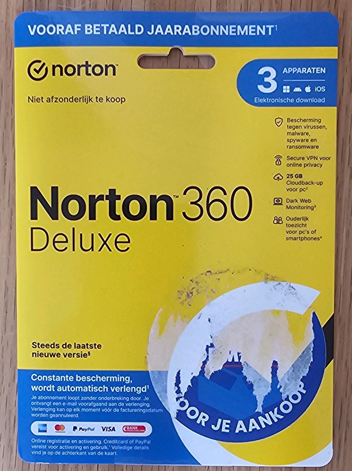 Norton 360 Deluxe voor 3 apparaten (pc-tablet-smartphone), Computers en Software, Antivirus- en Beveiligingssoftware, Ophalen of Verzenden