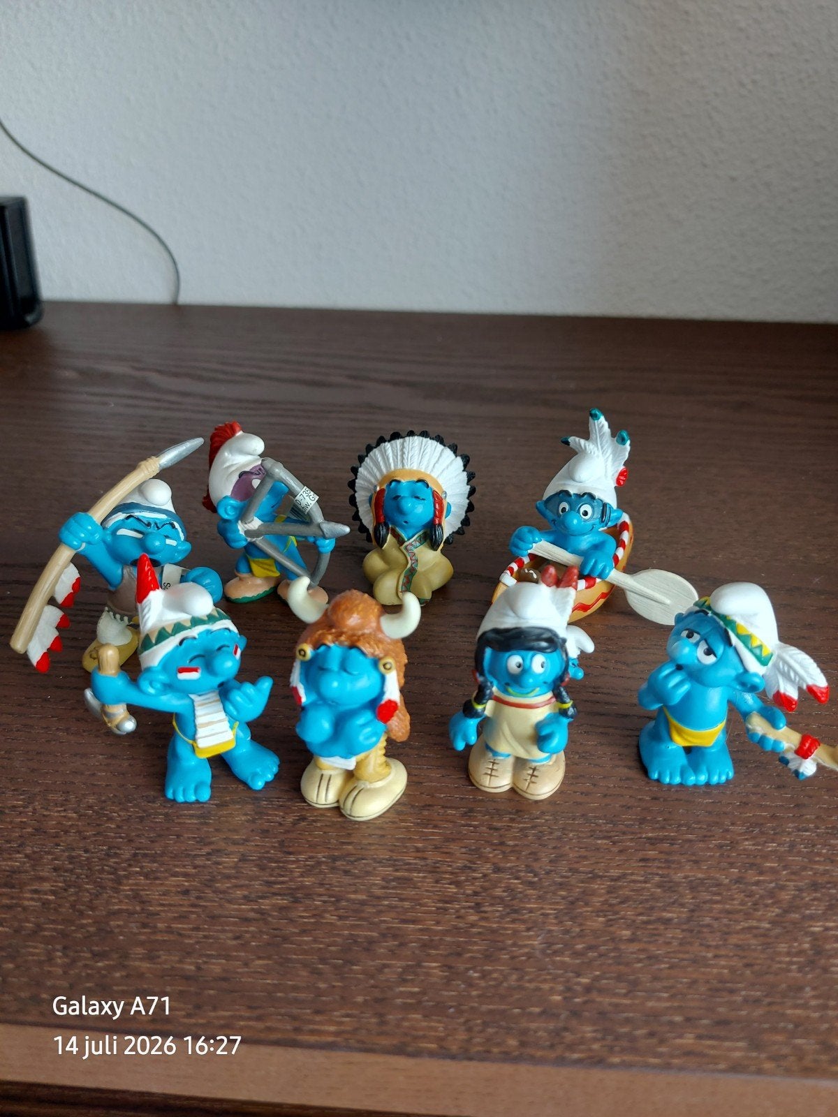 Smurfen indianenset kompleet, Verzamelen, Smurfen, Verzenden, Zo goed als nieuw, Verschillende Smurfen