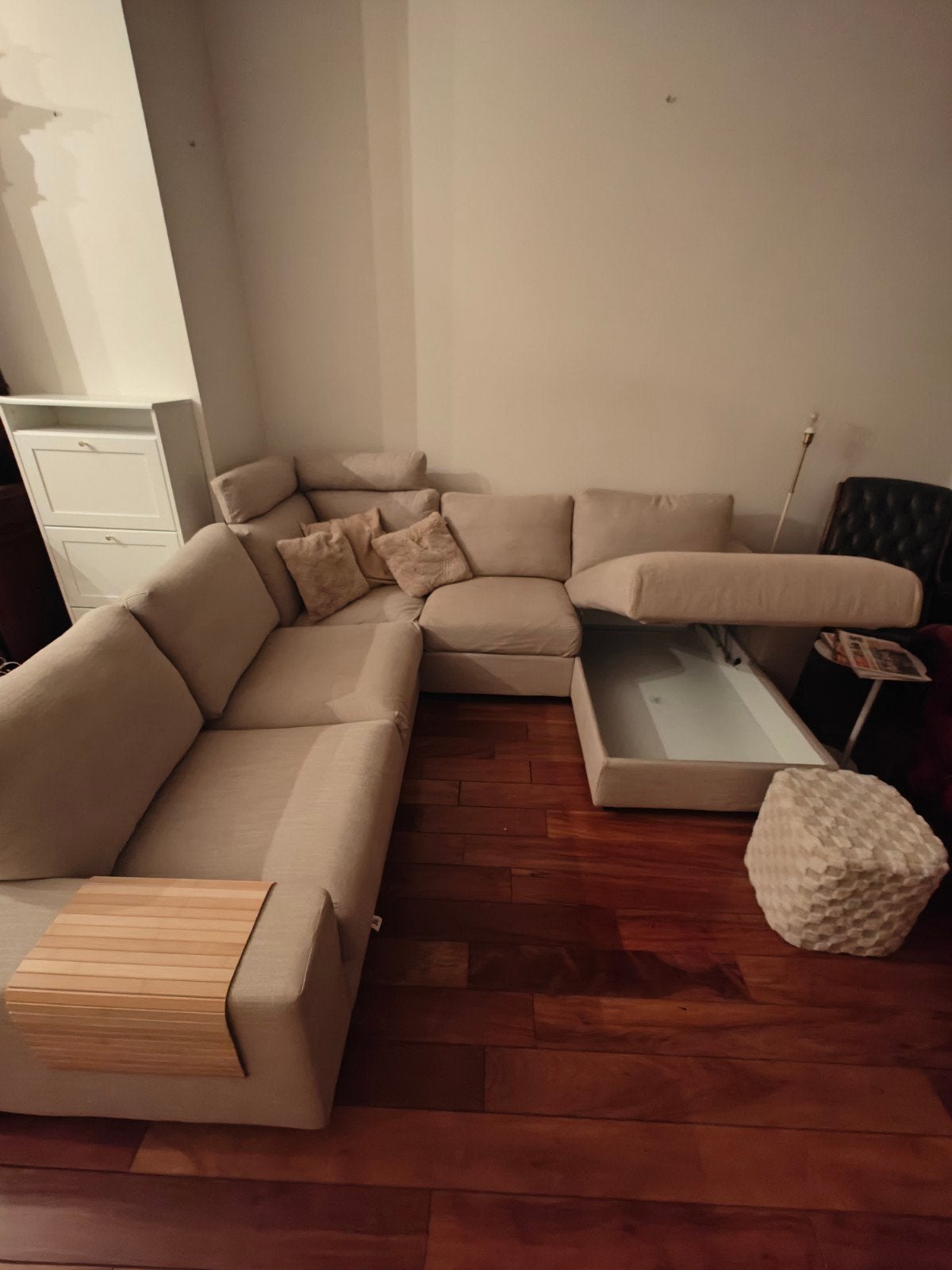 IKEA hoekbank / u bank met chaise longue & opbergruimte viml, Ophalen, Hoekbank, 300 cm of meer, Zo goed als nieuw