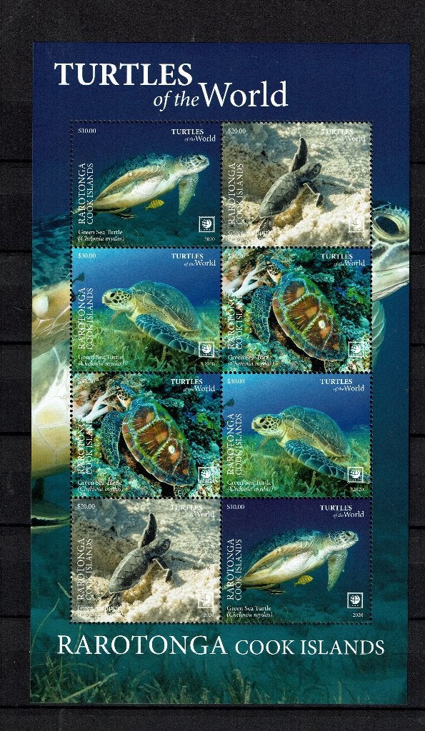 RAROTONGA 2020 PF BLOK SCHILDPADDEN REPTIELEN TURTLES 3, Ophalen of Verzenden, Postfris, Dier of Natuur