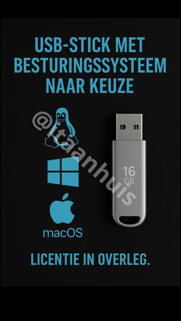 Installatie USB met Windows Linux MacOS, Verzenden, Nieuw, 16 GB