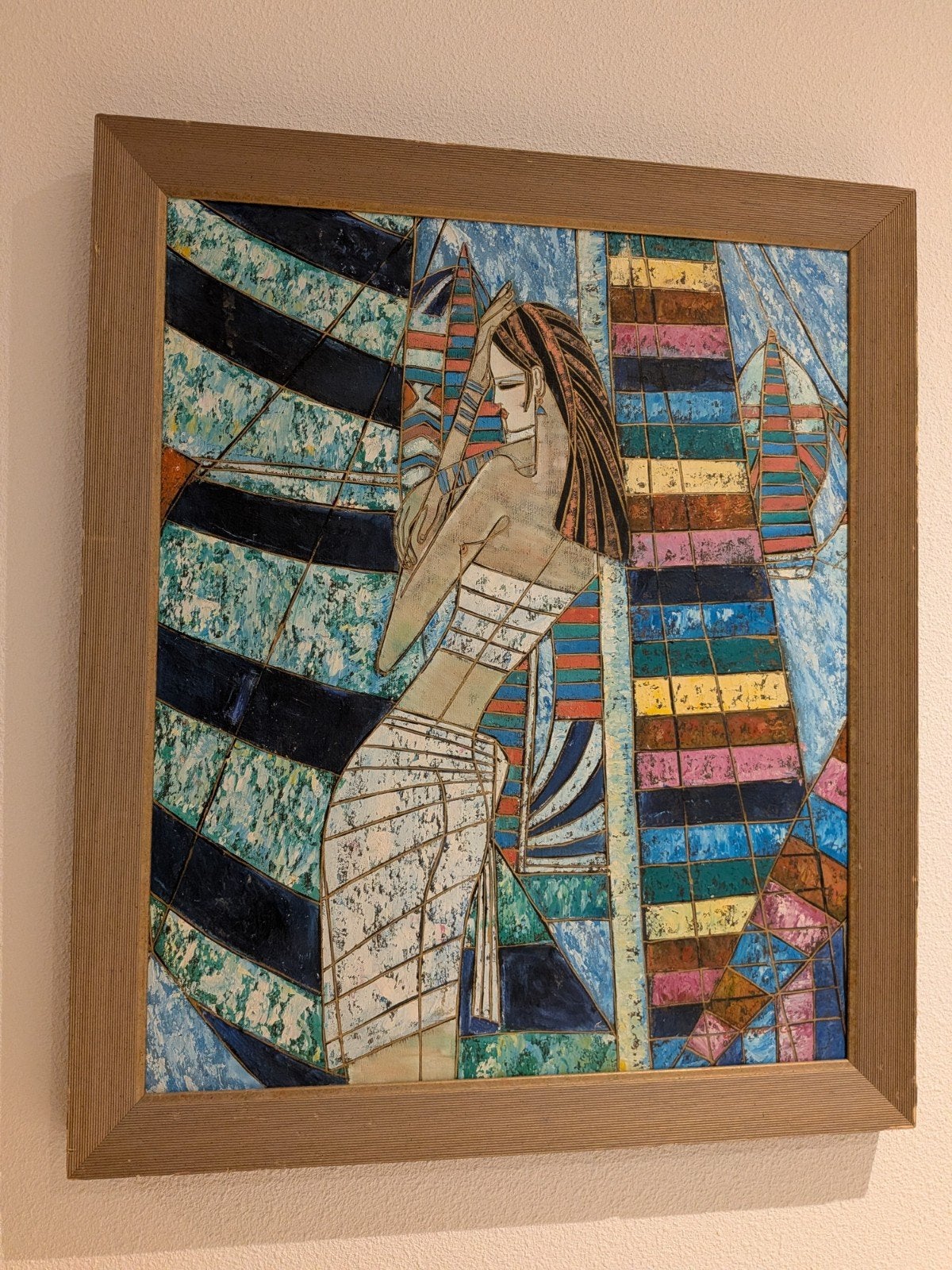 Modern schilderij van vrouw in abstracte stijl, Portret of Personen, Ophalen of Verzenden, Olieverf, Origineel werk