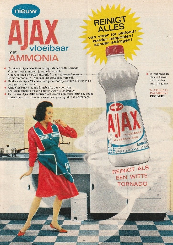 Retro reclame 1964 Ajax allesreiniger van vloer tot plafond, Verzenden, Overige typen