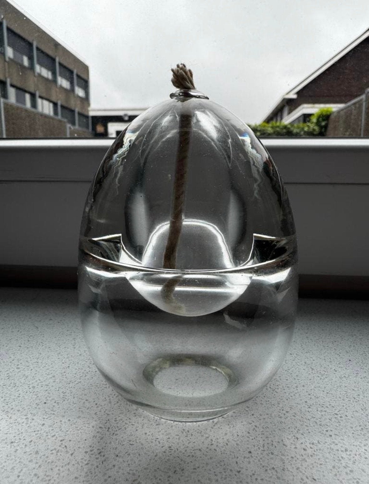 Vintage Glazen Portugese Olie Lamp, Ophalen of Verzenden