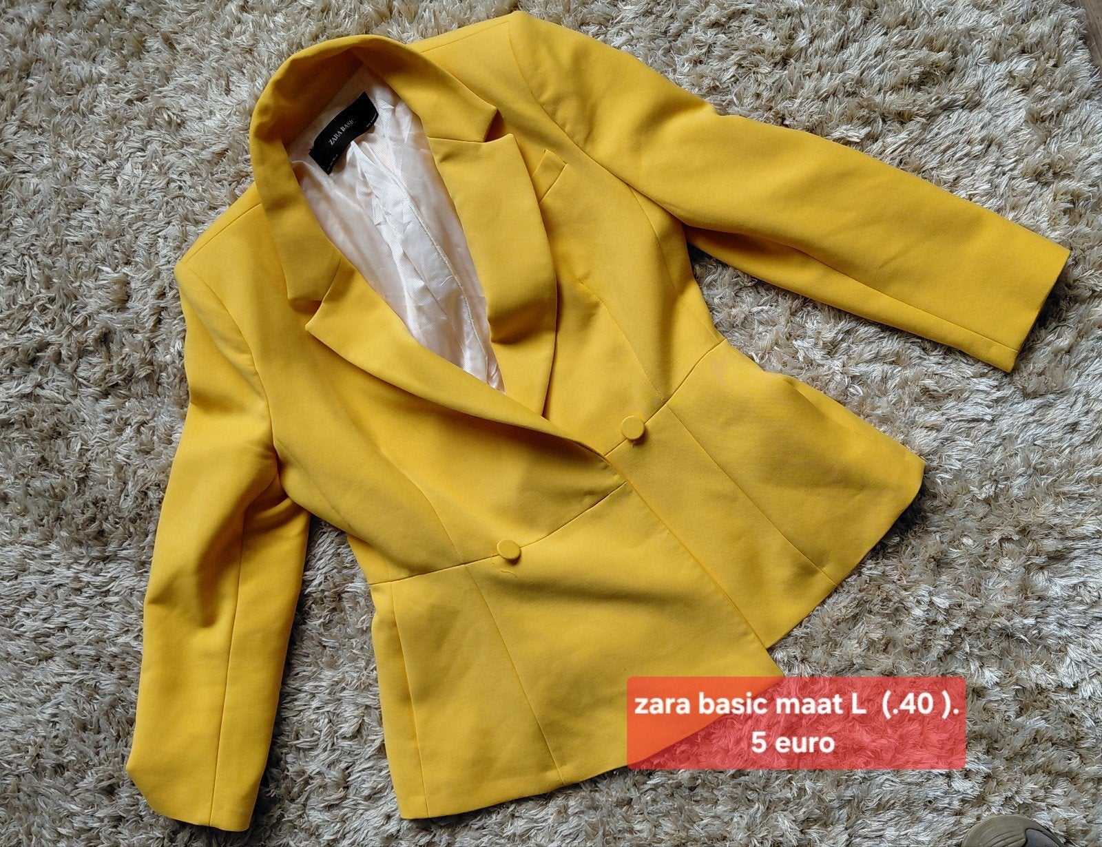 Zara Basic Geel Jasje Maat L (40), Geel, Ophalen of Verzenden, Jasje, Zara Basic