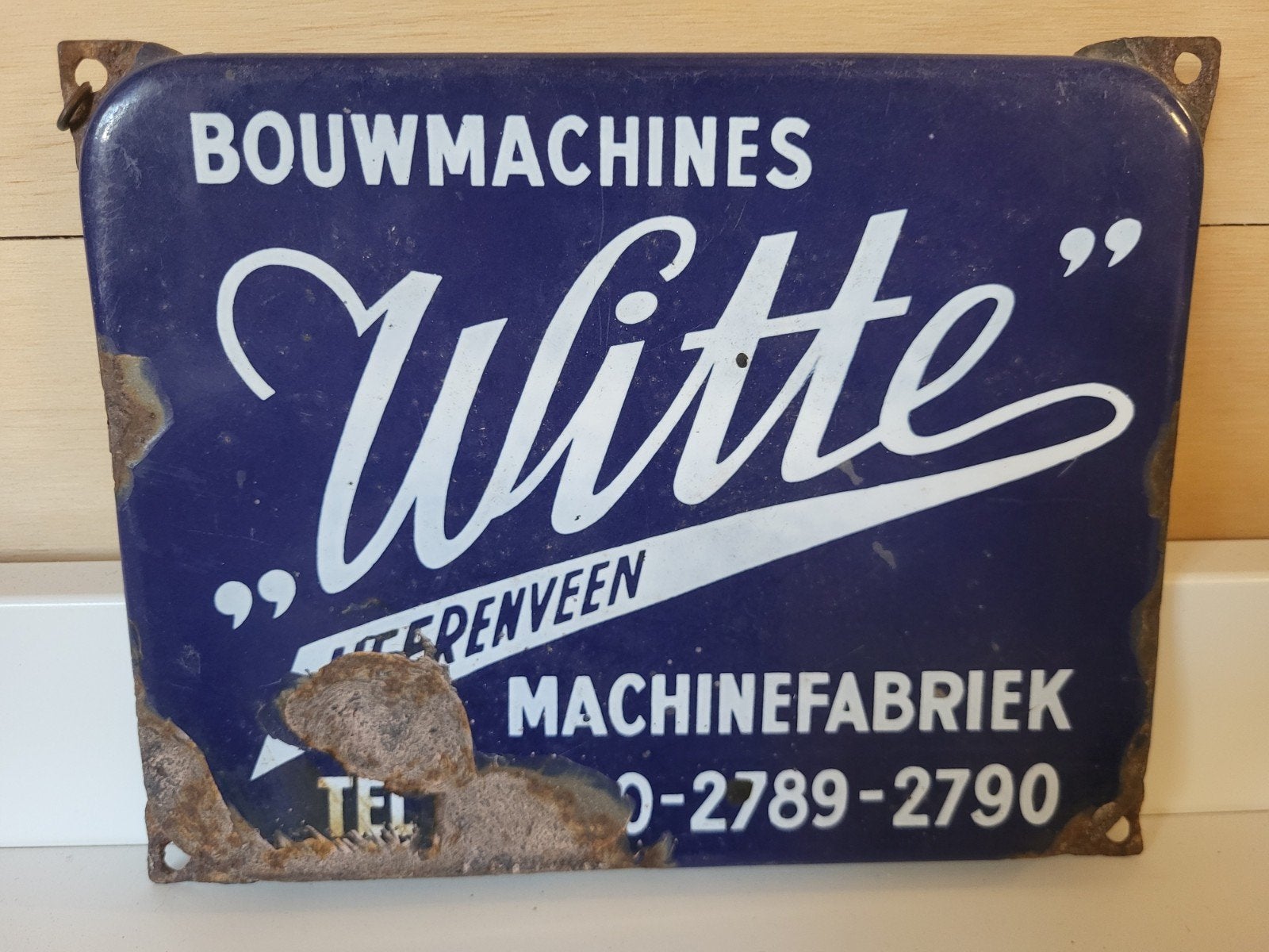Emaille bord Bouwmachines Witte Heerenveen, Ophalen of Verzenden