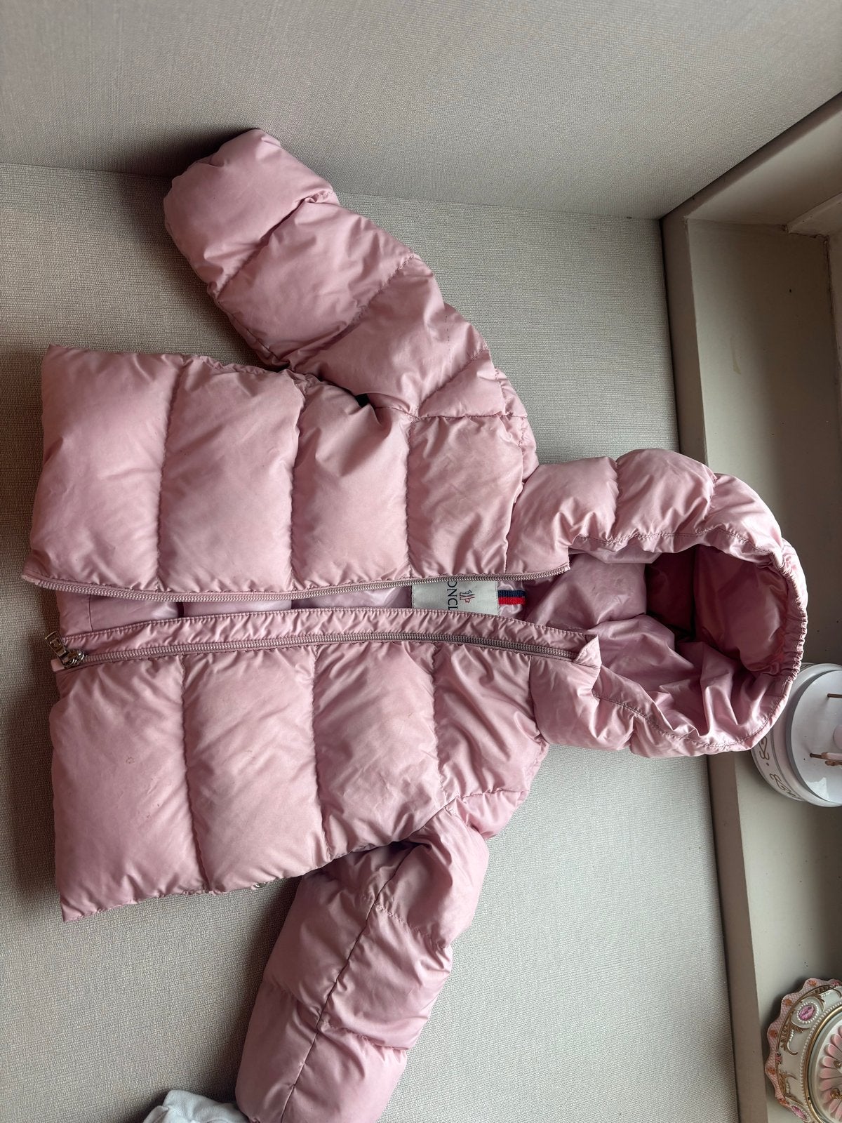 Moncler Baby Meisje Jas - Poeder Roze, Ophalen of Verzenden, Gebruikt, Meisje