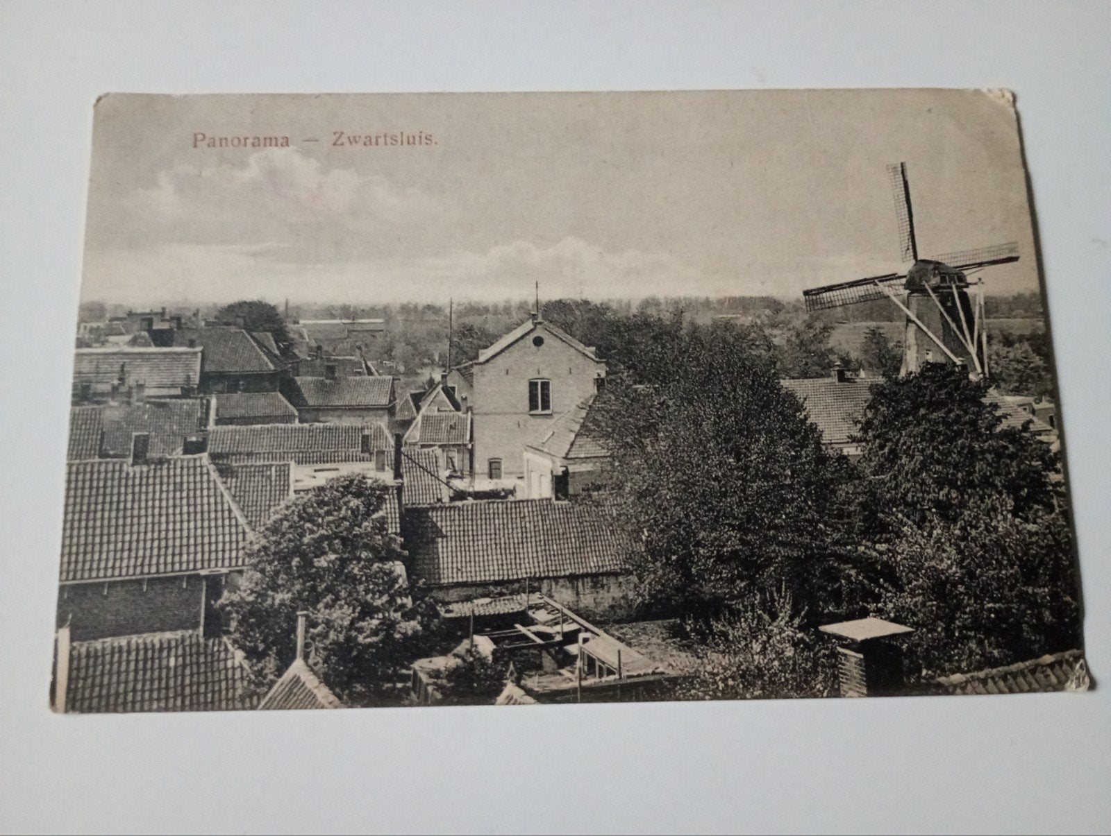 Zwartsluis Panorama met Molen, Verzamelen, Ophalen of Verzenden, Gelopen, Overijssel