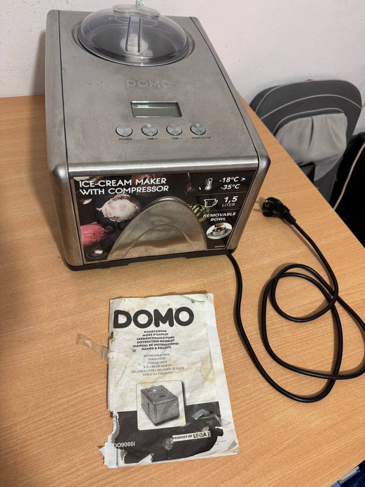IJsmachine DOMO DO9066L met Compressor + Handleiding, Witgoed en Apparatuur, IJsmachines, Ophalen of Verzenden, Zo goed als nieuw